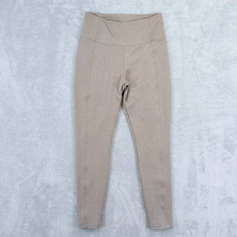 Athleta Delancey Herringbone Tight Women Small Taupe High Rise Leggings Stretch